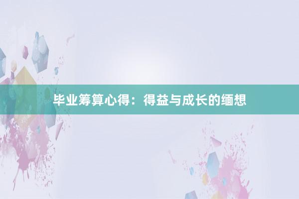 毕业筹算心得:得益与成长的缅想